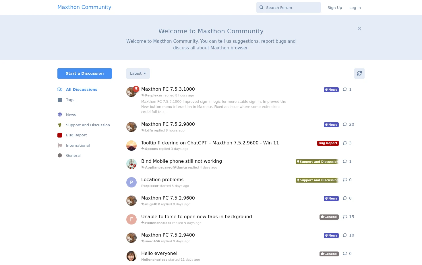 Maxthon Community 页面快照